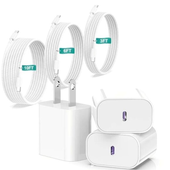 iPhone 16 15 Charger Fast Charging 20W USB C Wall Charger Block with 3 Pack - Picture 1 of 1